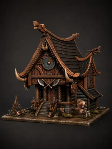 Escenografía en miniatura: Epic Viking House–Fantasy Nordic Longhouse Diorama — vista de referencia 2