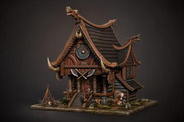 Escenografía en miniatura: Epic Viking House–Fantasy Nordic Longhouse Diorama — vista de referencia 3