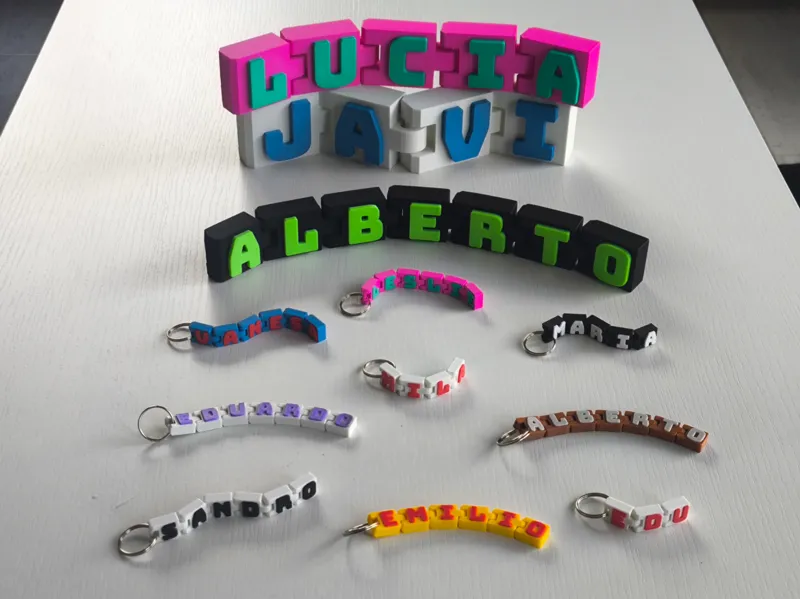 Llavero articulado, con nombre personalizado.