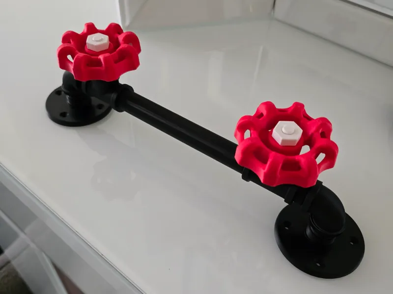 Industrial Pipe Wall mount w/ Knob Valves Modular