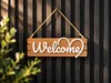 Wooden Door Sign "Welcome" | Two side mounting holes