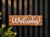 Wooden Door Sign "Welcome" | Single center mounting hole