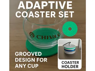 Adaptive Coaster Set – Grooved Design for Any Cup!