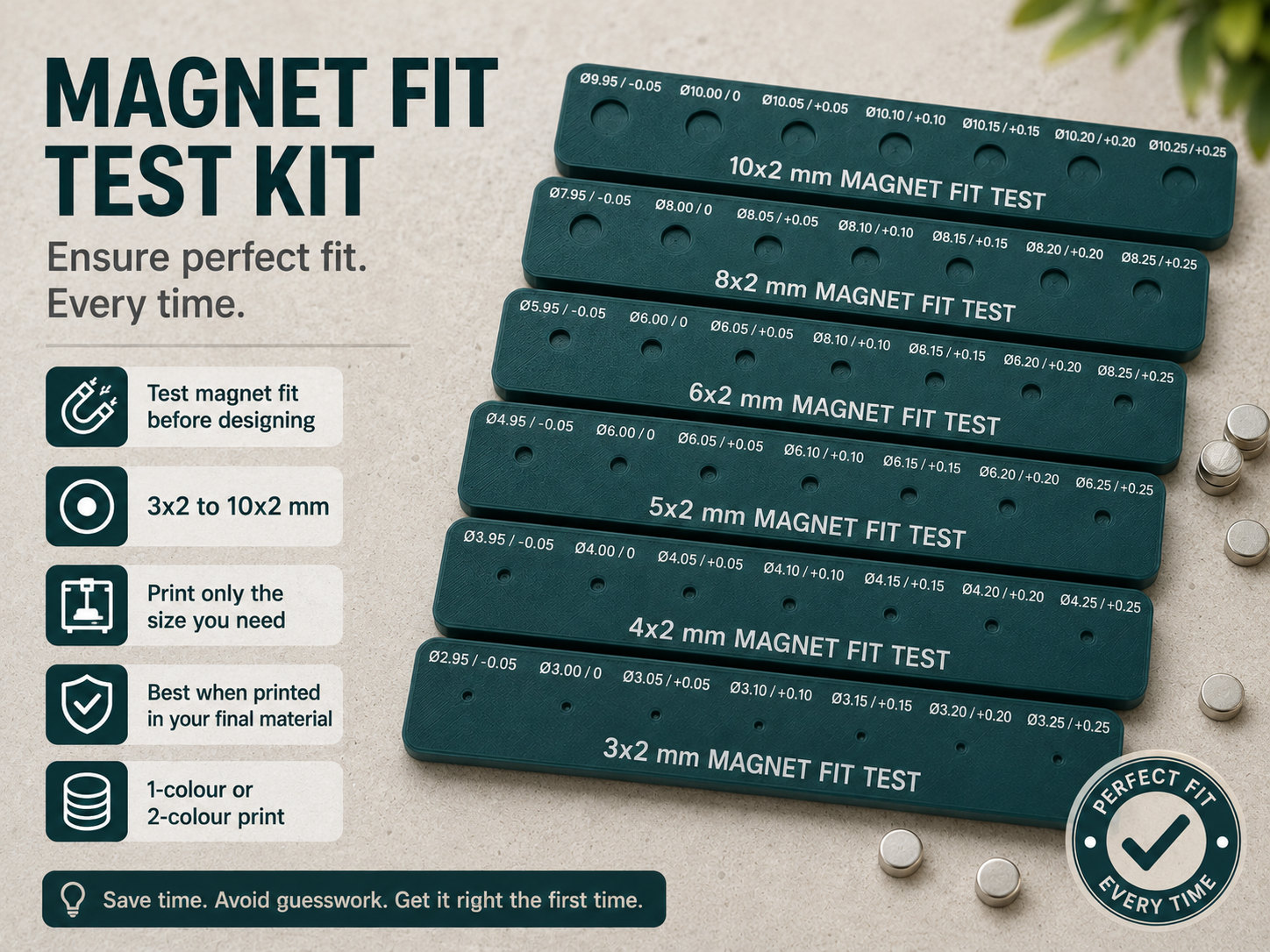 Magnet Fit Tolerance Test Kit, Various Magnets!