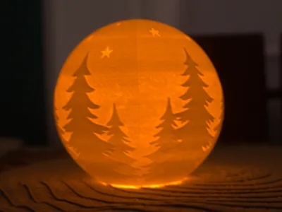 Winter Forest Lithophane Sphere