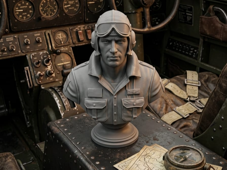 Busto Pilota Americano II Guerra Mondiale