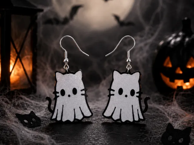 Ghost cat earrings