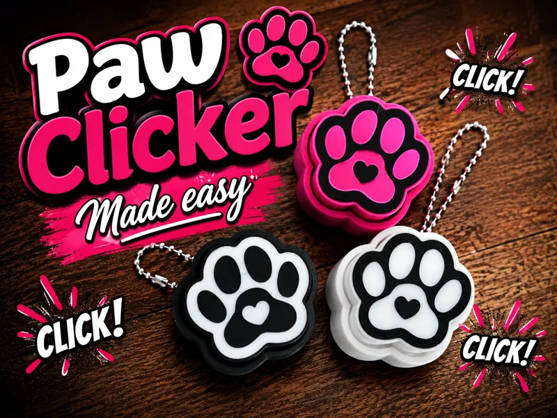 Paw clicker keychain with Heart Dog or Cat