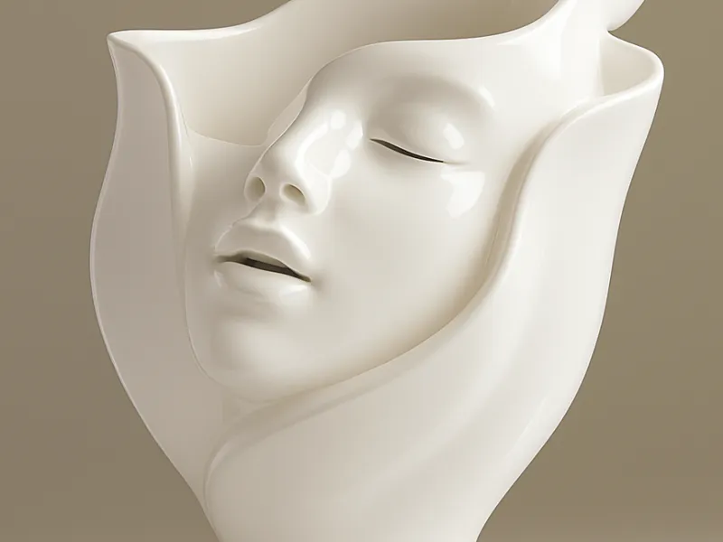 maceta escultórica con forma de rostro femenino