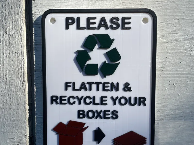 Flatten & Recycle Boxes Sign - AMS Friendly