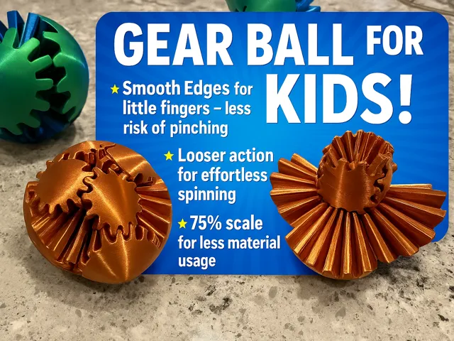 Gear Ball Free Spinning Smooth Edge Great for Kids