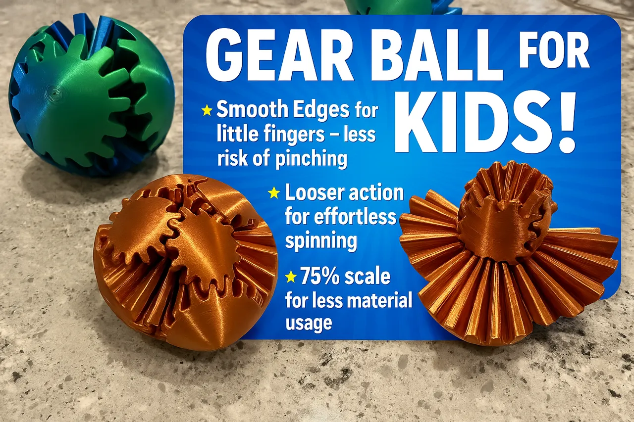 Gear Ball Free Spinning Smooth Edge Great for Kids view 2