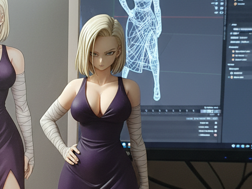 C18 from Dragonball wiht an evening dress
