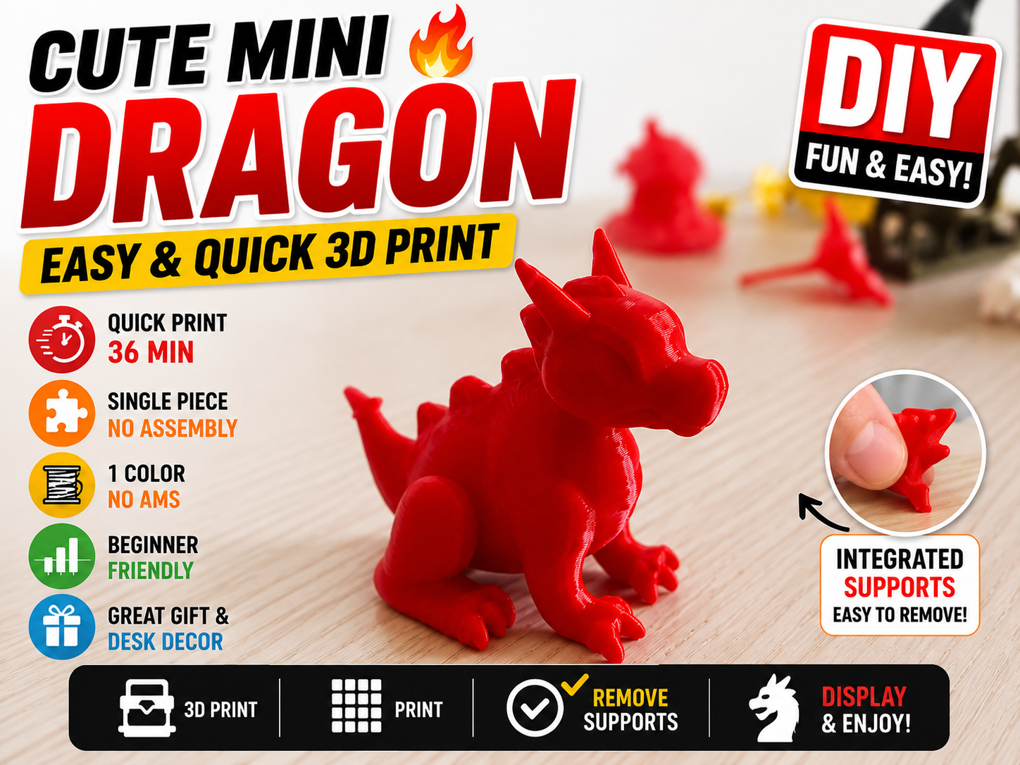 Cute Dragon Easy to Print