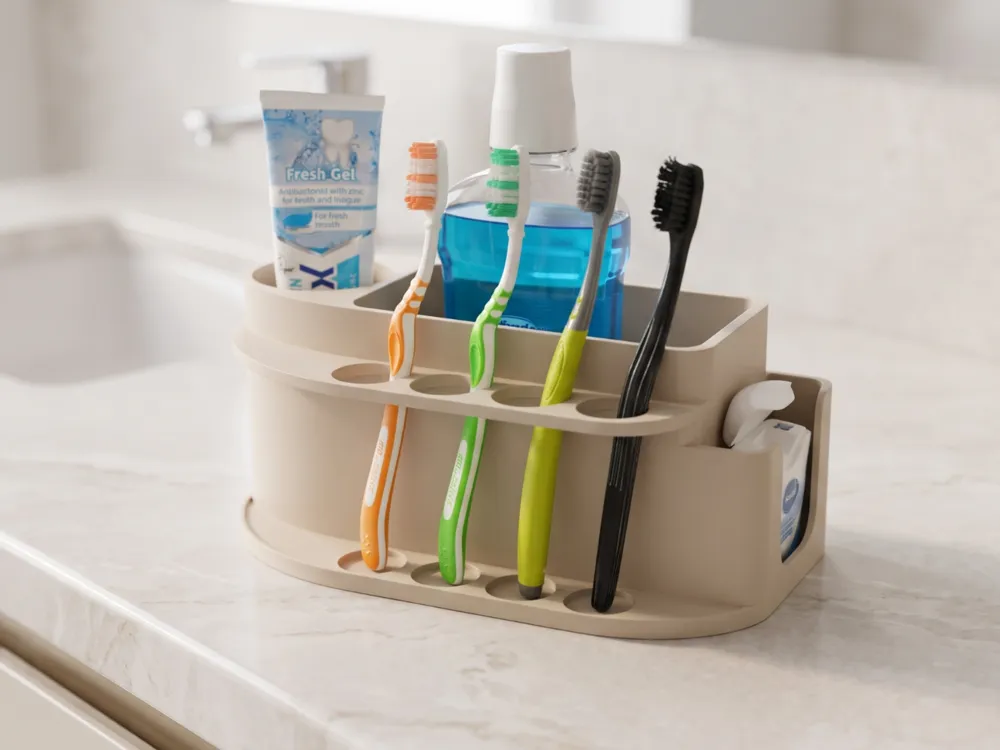Hot Toothbrush Toothpaste Add All-in-One Toothbrush & Mouthwash Organizer - Free 3D Print Model ...