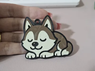 Layered Husky Keychain