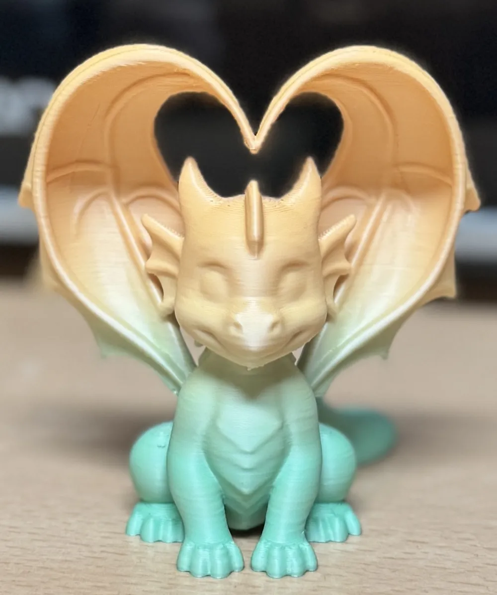 Little Dragon with Heart Wings - Free 3D Print Model - MakerWorld