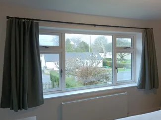 Modern snug to wall curtain pole end cap & bracket