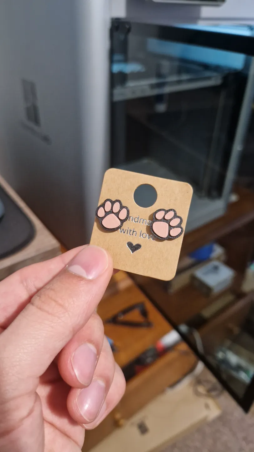 Dog Paw Stud Earrings view 2