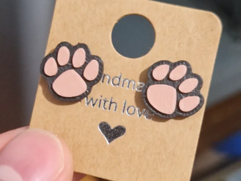 Dog Paw Stud Earrings