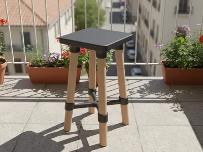 Wooden-legged stool