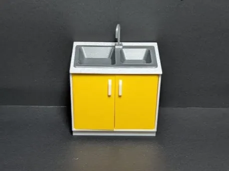 Dollhouse 1:12 2 Door Cupboard Sink-Working Doors