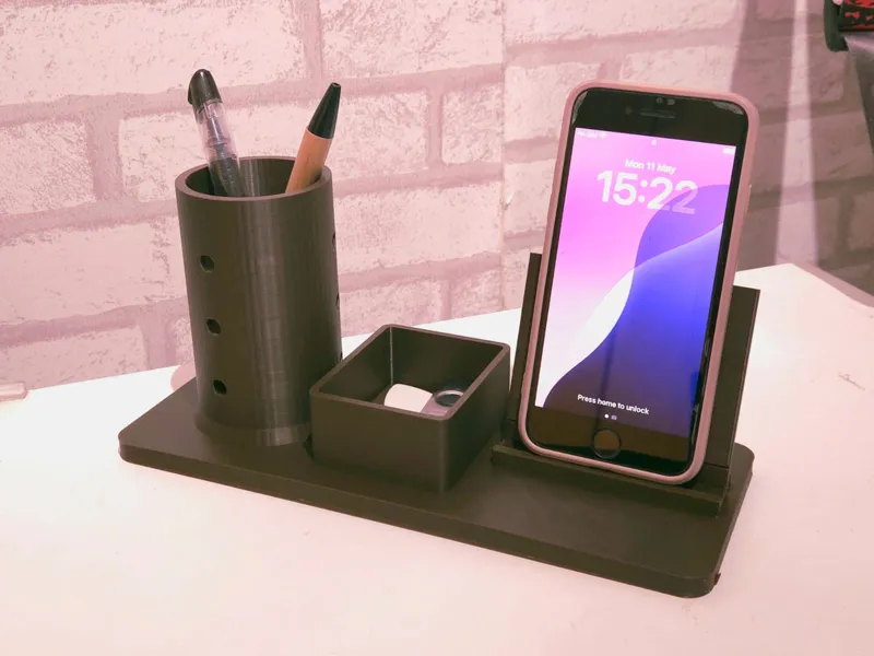 3-in-1 Desk Organizer: Phone, Pen & Tray
