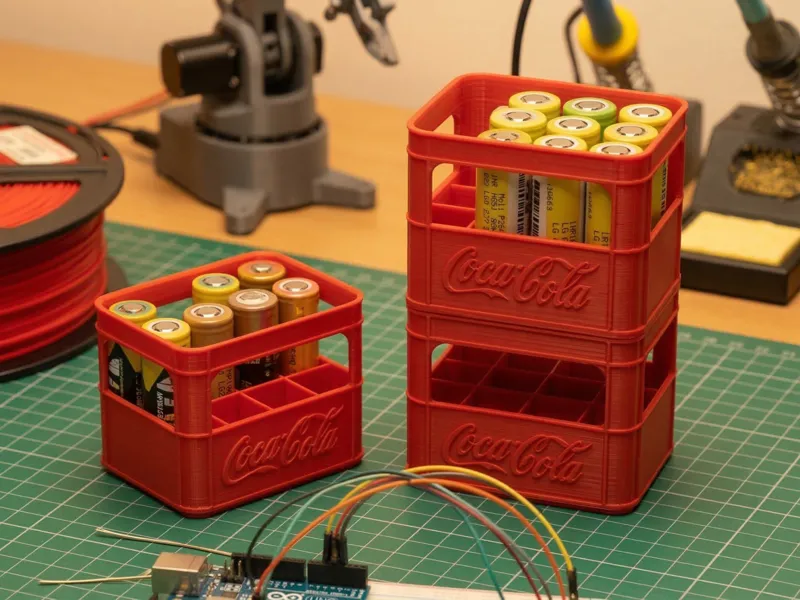 Cassa per batterie a forma di cassa coca cola