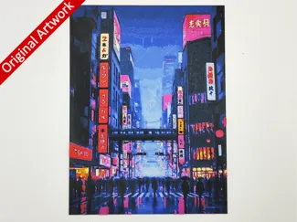 Tokyo cyberpunk travel poster - hueforge