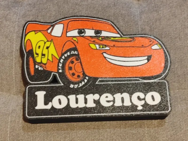 Lightbox McQueen Cars com nome fácil de alterar