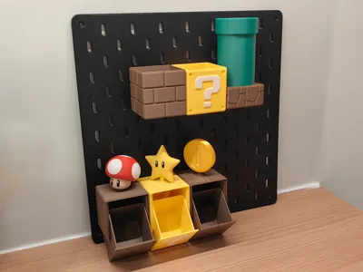 Mario Block Storage Box - Pegboard Version