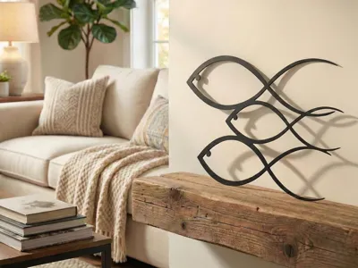 Minimalist Triple Fish Wall Art - Geometric Decor