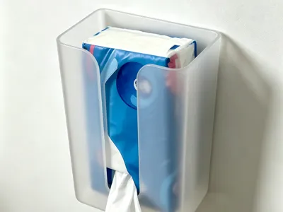 Wall-Mounted Universal Tissue Box Organizer for Tissues, Face Towels, Wet Wipes, Kitchen Paper; Versatile Bedroom Tissue Box, Adhesive, No-Drill Wall Mount