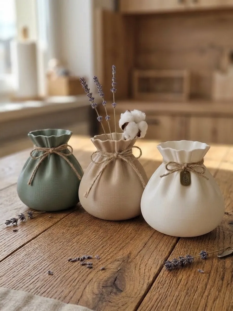 Minimalist Drawstring Vase – Cozy Rustic Decor view 2