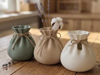 Minimalist Drawstring Vase – Cozy Rustic Decor