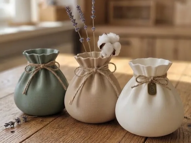 Minimalist Drawstring Vase – Cozy Rustic Decor