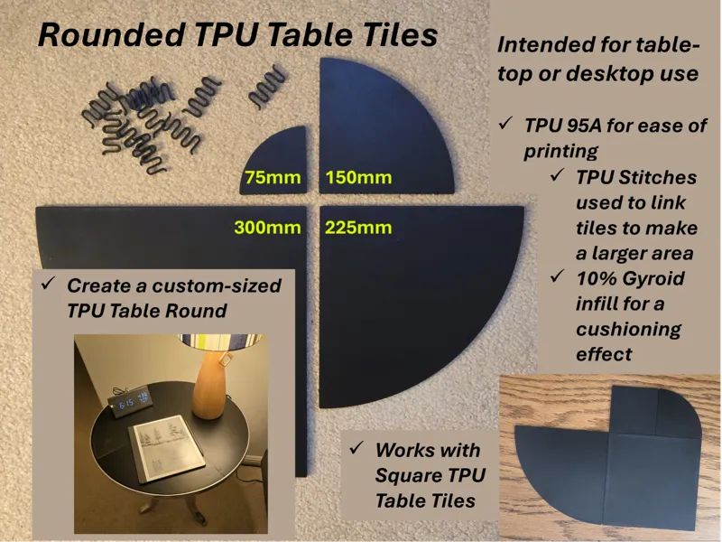 "Stitch-able" Rounded TPU Table Tiles