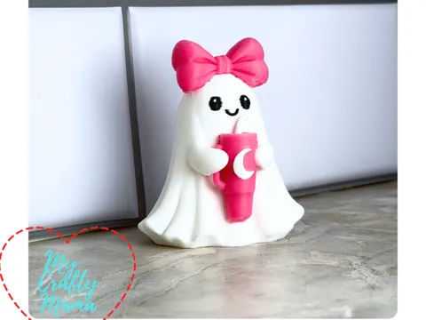 Adorno temático: Cute Girl Ghost with Tumbler — referencia de MakerWorld