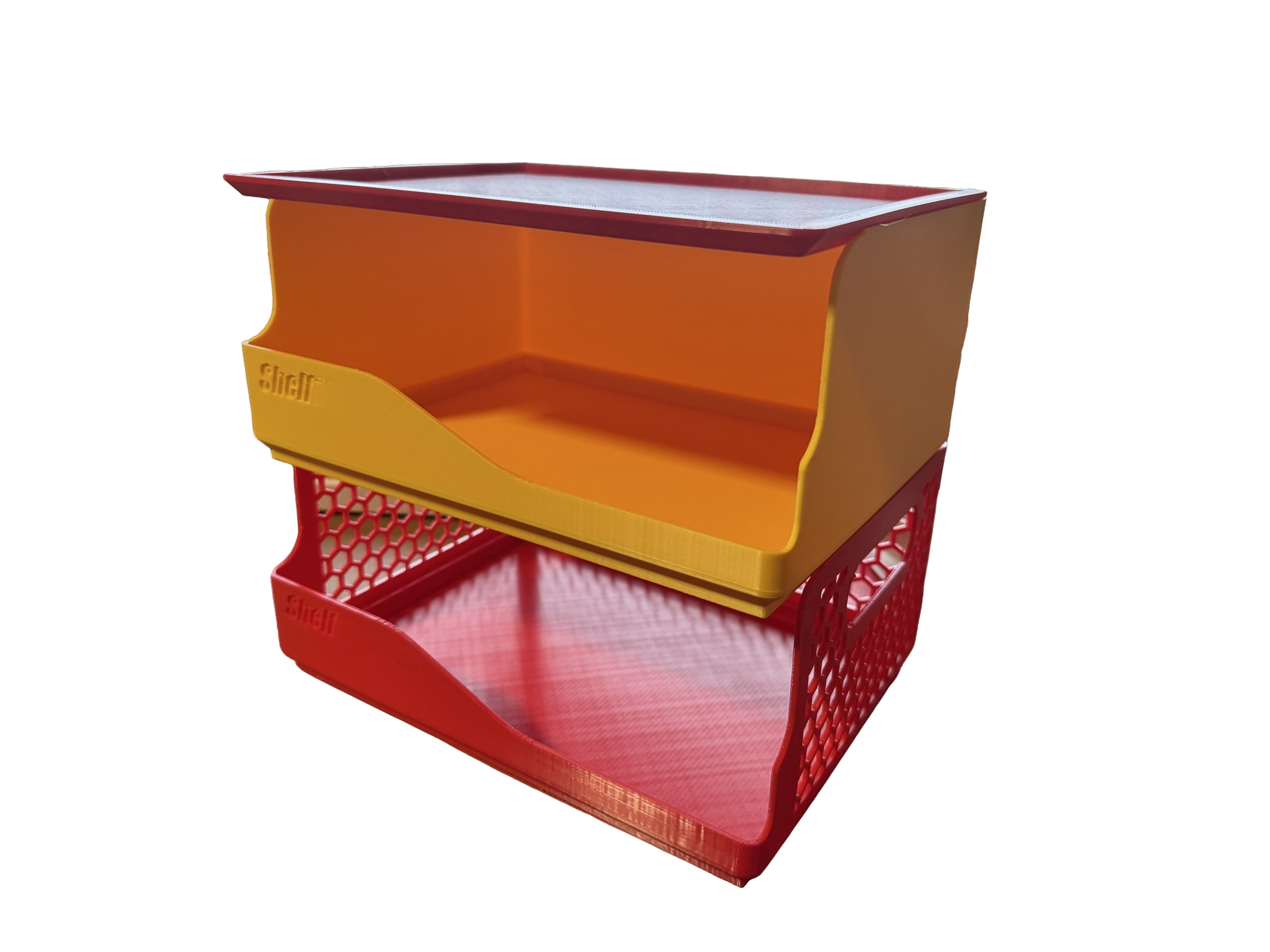 Miniatura 5 do modelo 3D 3.0优化版-桌面置物架多层可堆叠书桌办公室工位小杂物零食文件收纳筐