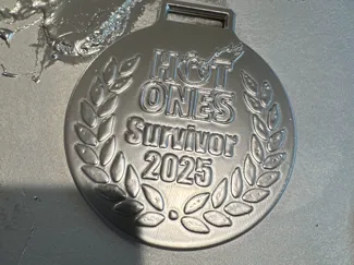 Hot Ones Challenge survivor medal