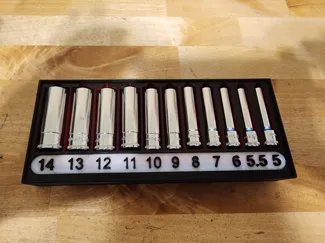 Icon 1/4" metric deep socket tray