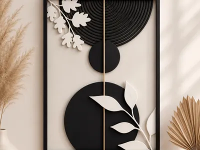 Boho Scandi Style Line Wall Art modern Flower