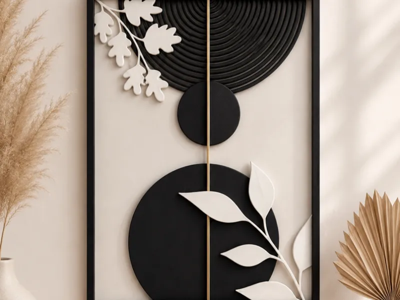 Boho Scandi Stil Linien Wandbild modern Blume