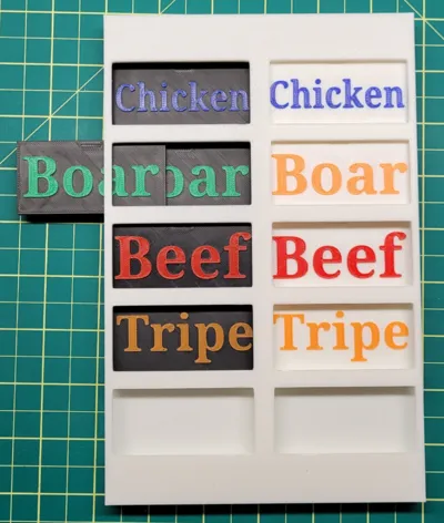 Vertical freezer raw dog food tags storage