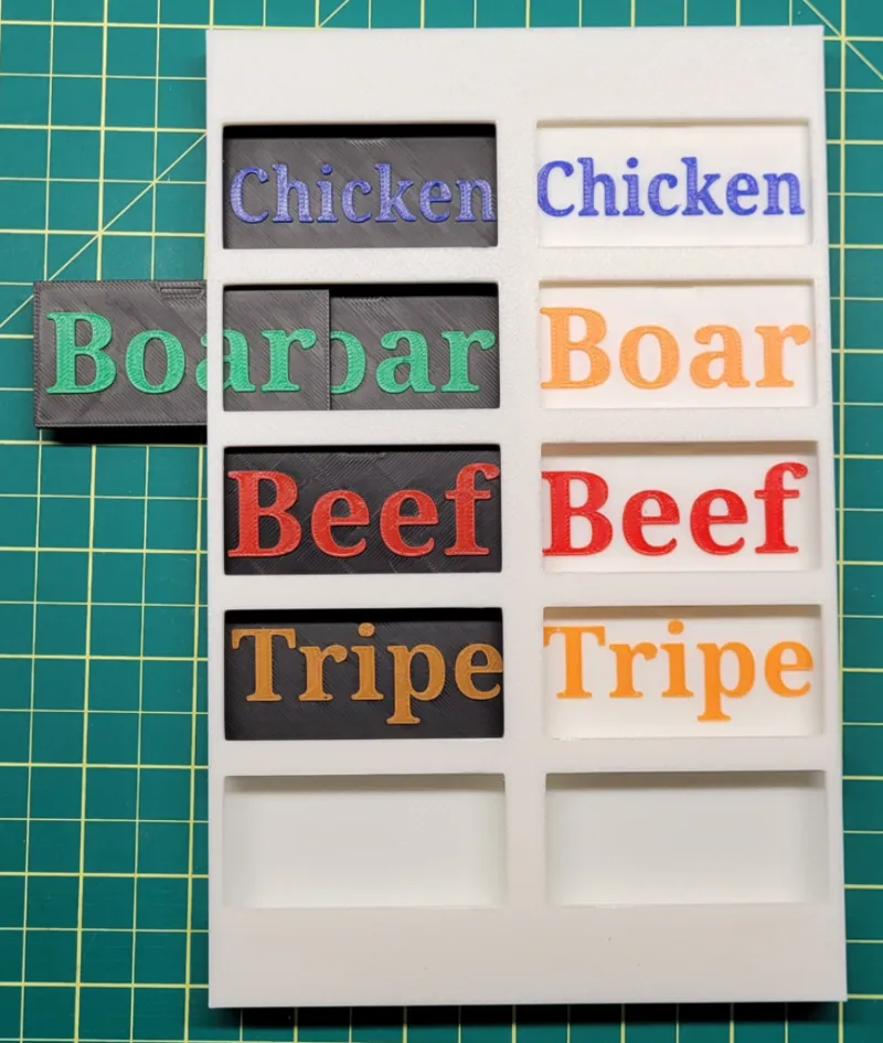 Vertical freezer raw dog food tags storage