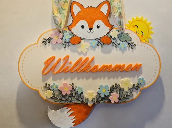 Türschild Fuchs Willkommen Sommer
