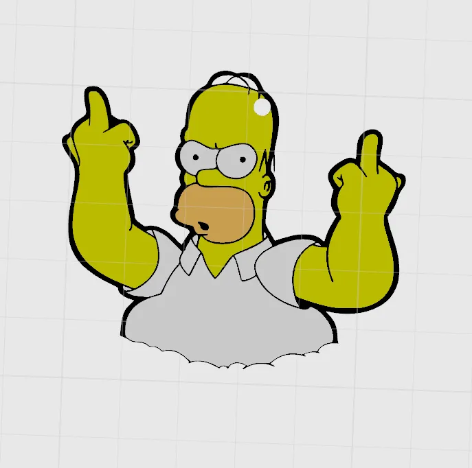 Homer Simpson Middle Finger Keyring / Keychain