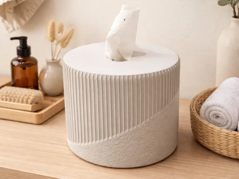 Modern Ribbed Japandi Toilet Paper Cover