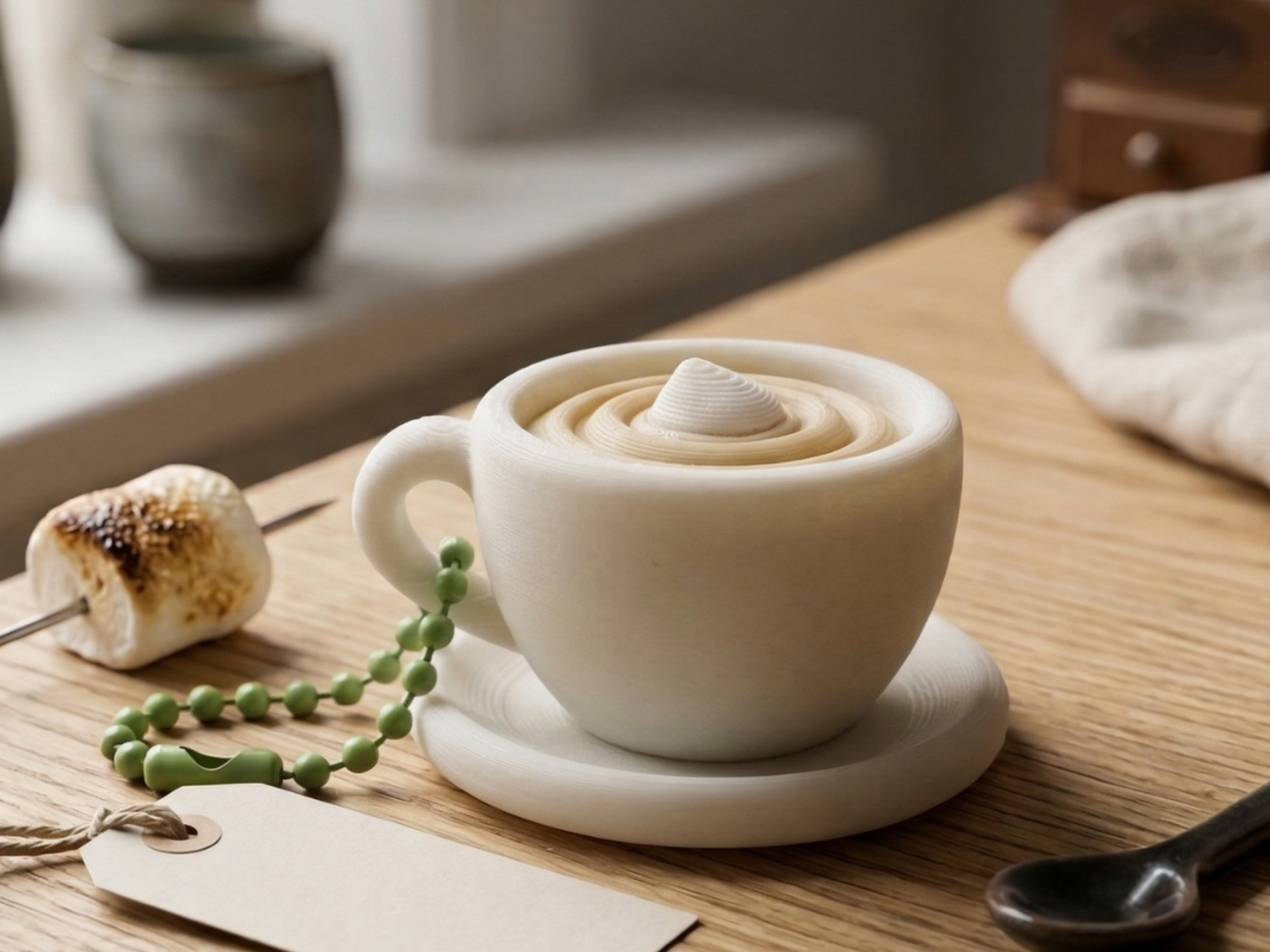 Mini Marshmallow Latte Art Cup (Keychain / Charm)
