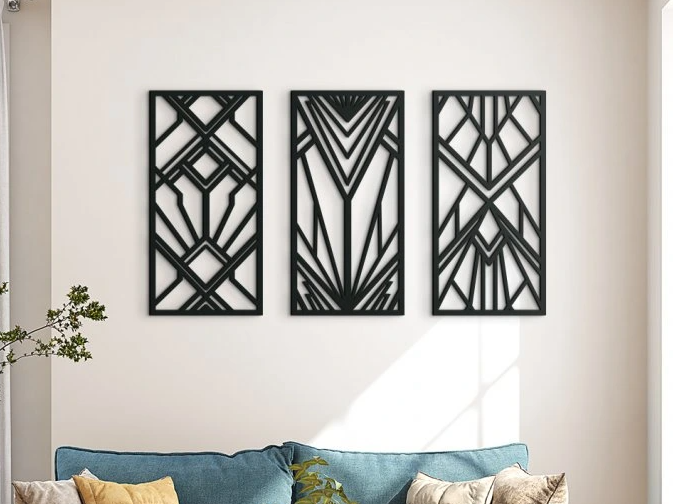 Geometric Shapes Abstract 3-Piece Wall Art